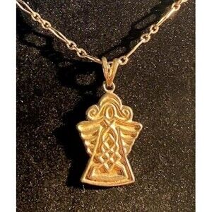 Sterling Silver Celtic Angel Pendant Necklace Irish heritage gift